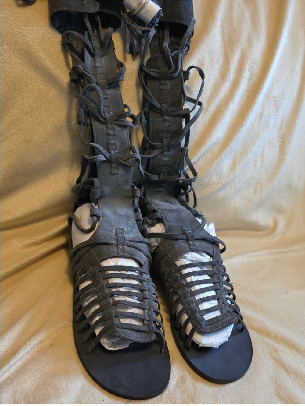 Free People Gray Lace-Up Gladiator Sandals